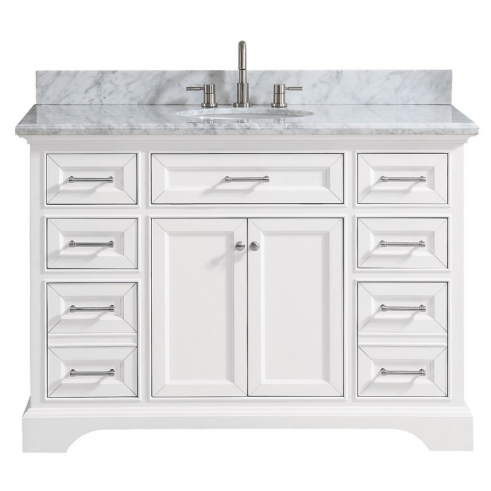 Home Decorators Collection Windlowe 49 Inch W X 22 Inch D X 35 Inch H Bath Vanity In White The Home Depot Canada