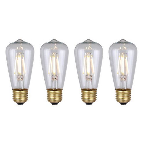 Vintage 4W Clear Glass Filament LED Light Bulb (4-Pack)