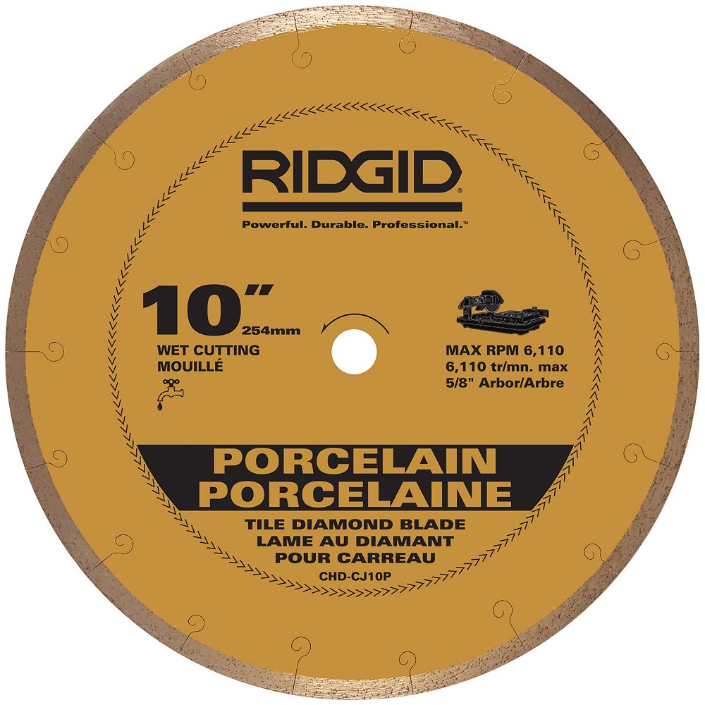 RIDGID 10inch Continuous Rim Porcelain Diamond Blade The Home Depot Canada