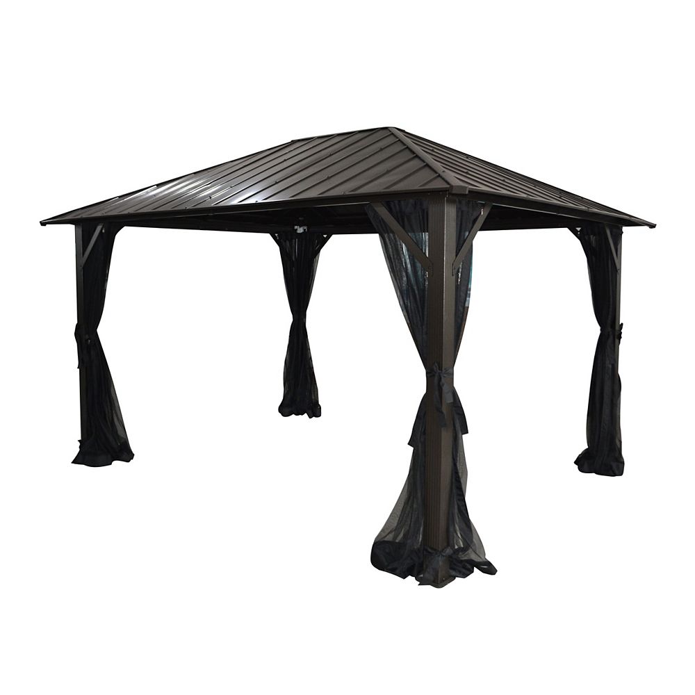 F.Corriveau International Seoul 10 ft. x 12 ft. Gazebo with Galvanised ...