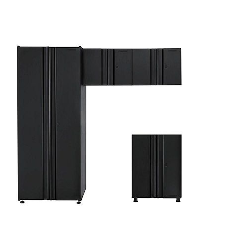 4-Piece Welded 78-inch W x 75-inch H x 19-inch D Steel Garage Cabinet Set in Black