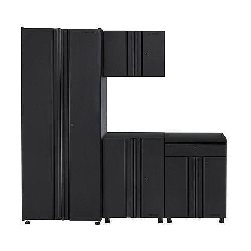 4-Piece Welded 78-inch W x 75-inch H x 19-inch D Steel Garage Cabinet Set in Black