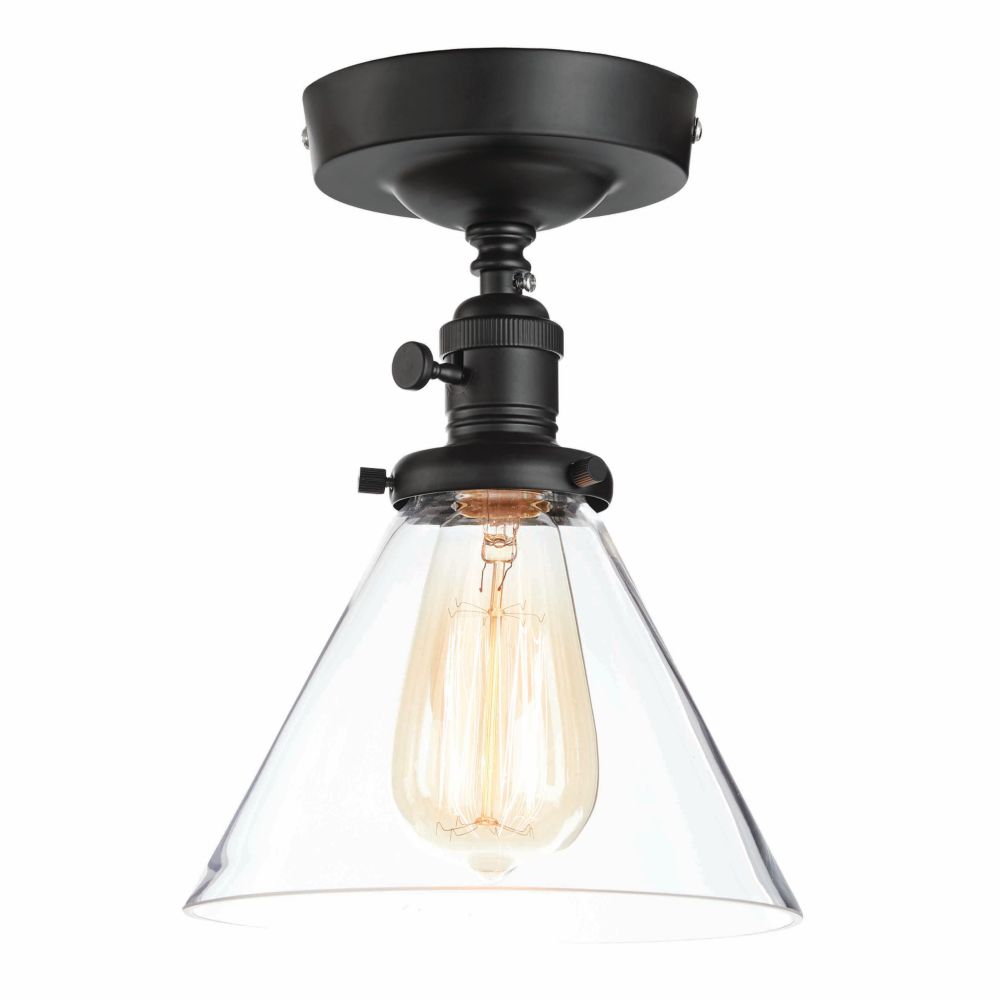 Home Decorators Collection Semi-Flushmount Ceiling Light In Matte Black ...