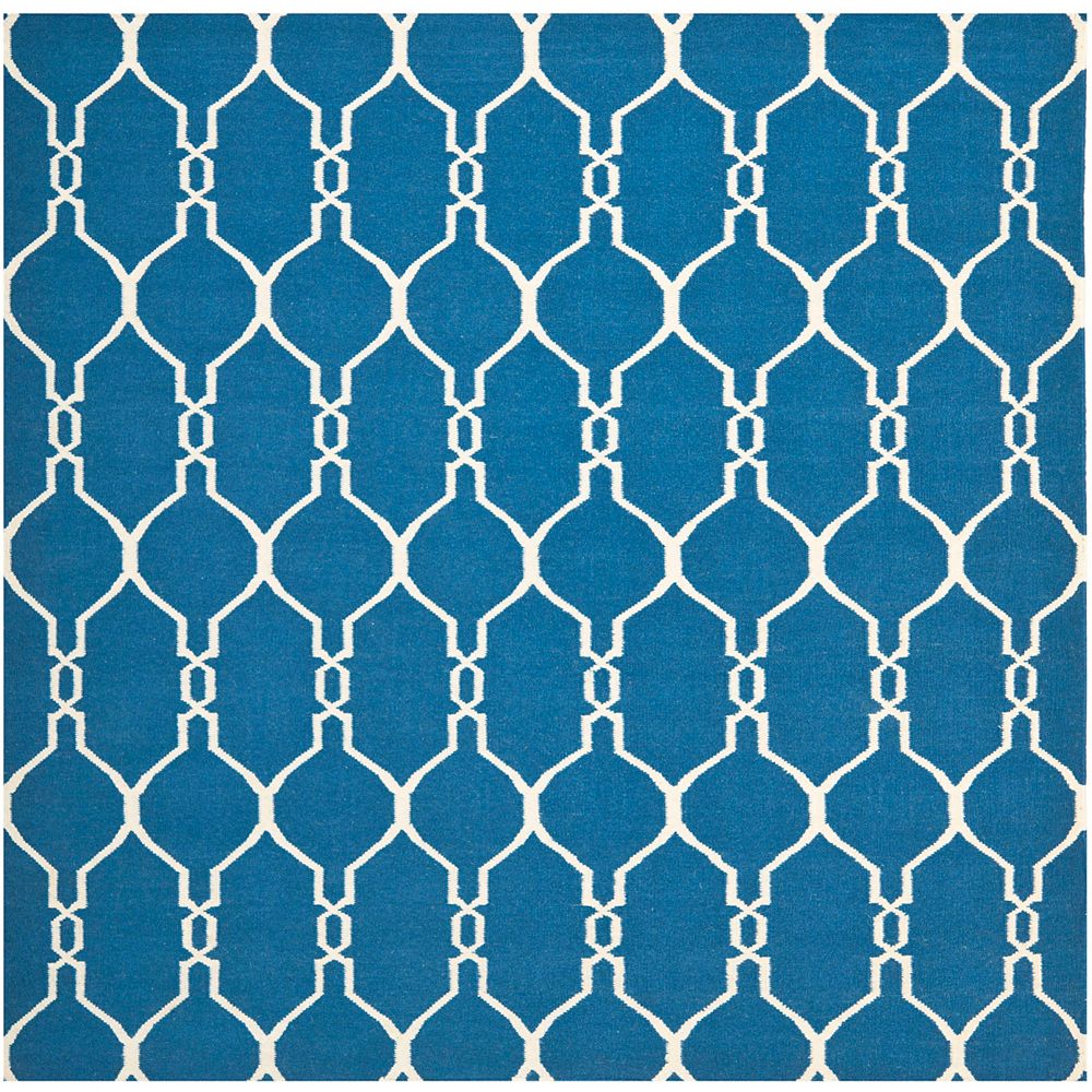 Safavieh Dhurries Ralph Dark Blue 6 ft. X 6 ft. Square Area Rug The