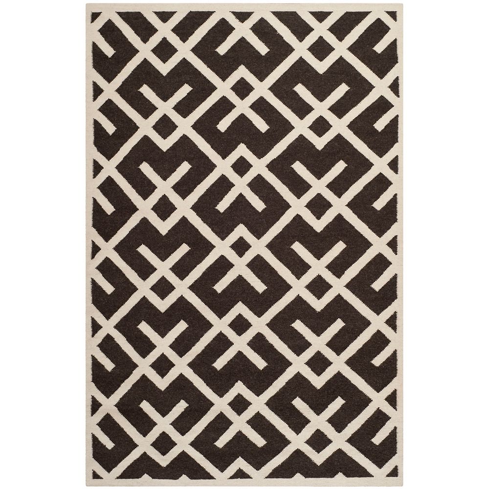 Safavieh Dhurries Iris Brown / Ivory 5 ft. X 8 ft. Area Rug The Home Depot Canada