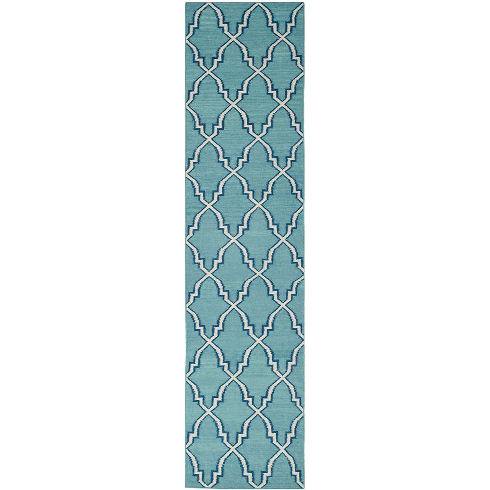 Safavieh Dhurries Grace Light Blue / Ivory 2 ft. 6-inch X 10 ft. Runner ...