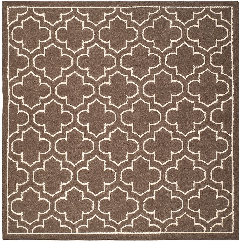 Safavieh Dhurries Spencer Brown / Ivory 7 ft. X 7 ft. Square Area Rug ...