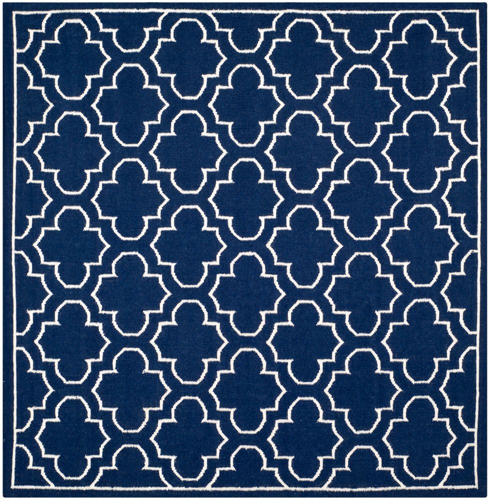 Safavieh Dhurries Spencer Navy / Ivory 7 ft. X 7 ft. Square Area Rug ...