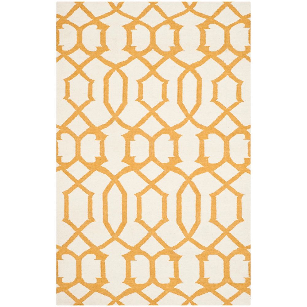 Safavieh Dhurries Dalton Ivory / Yellow 3 ft. X 5 ft. Area Rug The
