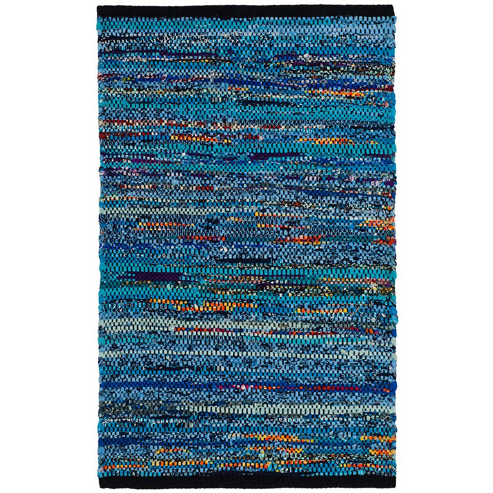 Safavieh Rag Rug Braelyn Turquoise / Black 5 ft. X 8 ft. Area Rug The
