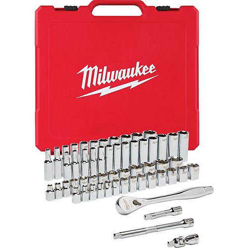 3/8 -inch Drive SAE/Metric Ratchet and Socket Mechanics Tool Set (56-Piece)