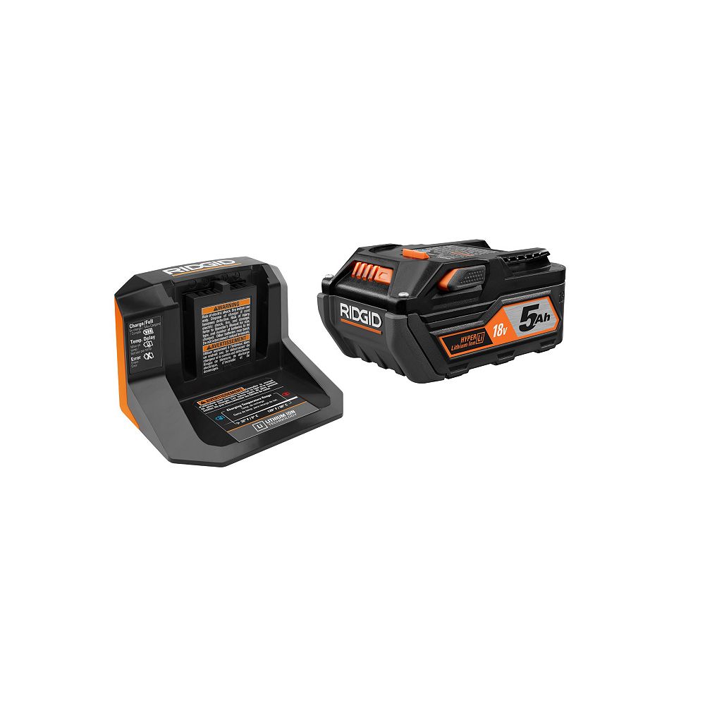Ridgid 18v Lithium Ion 5 0 Ah Battery Pack And Charger Kit The Home Depot Canada