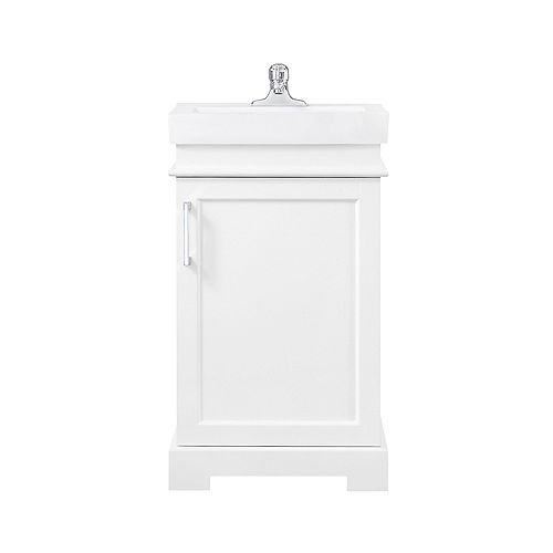 Hallcrest 20-inch Bathroom Vanity in White with White Basil and Mirror Included