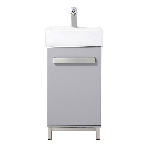 Maelynn 18-inch W x 12-inch D Vanity in Dove Grey with Ceramic Vanity Top in White with White Sink and Mirror