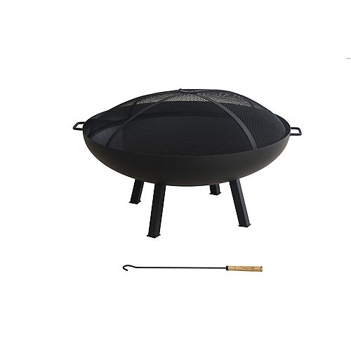 Hampton Bay Windgate 40-inch Dia Round Steel Wood Burning Fire Pit with Spark Guard