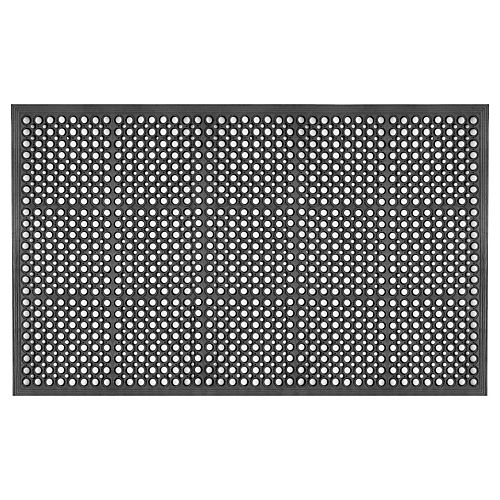 Black 3 ft. x 5 ft. Heavy Duty Rubber Ramp Mat with Drainage Holes