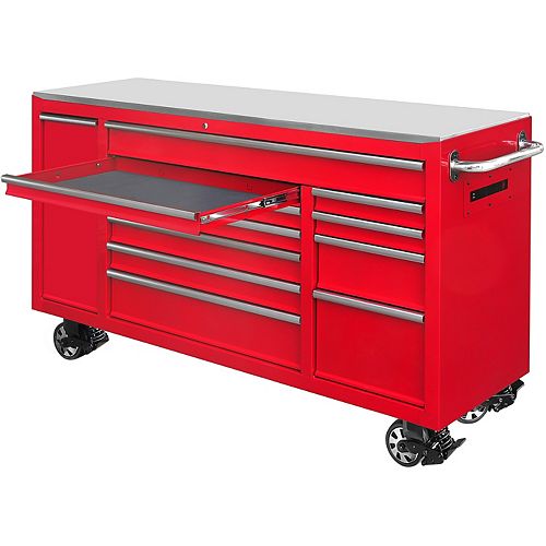 Husky 60-inch 11-Drawer Mobile Tool Storage Cabinet and Workbench with