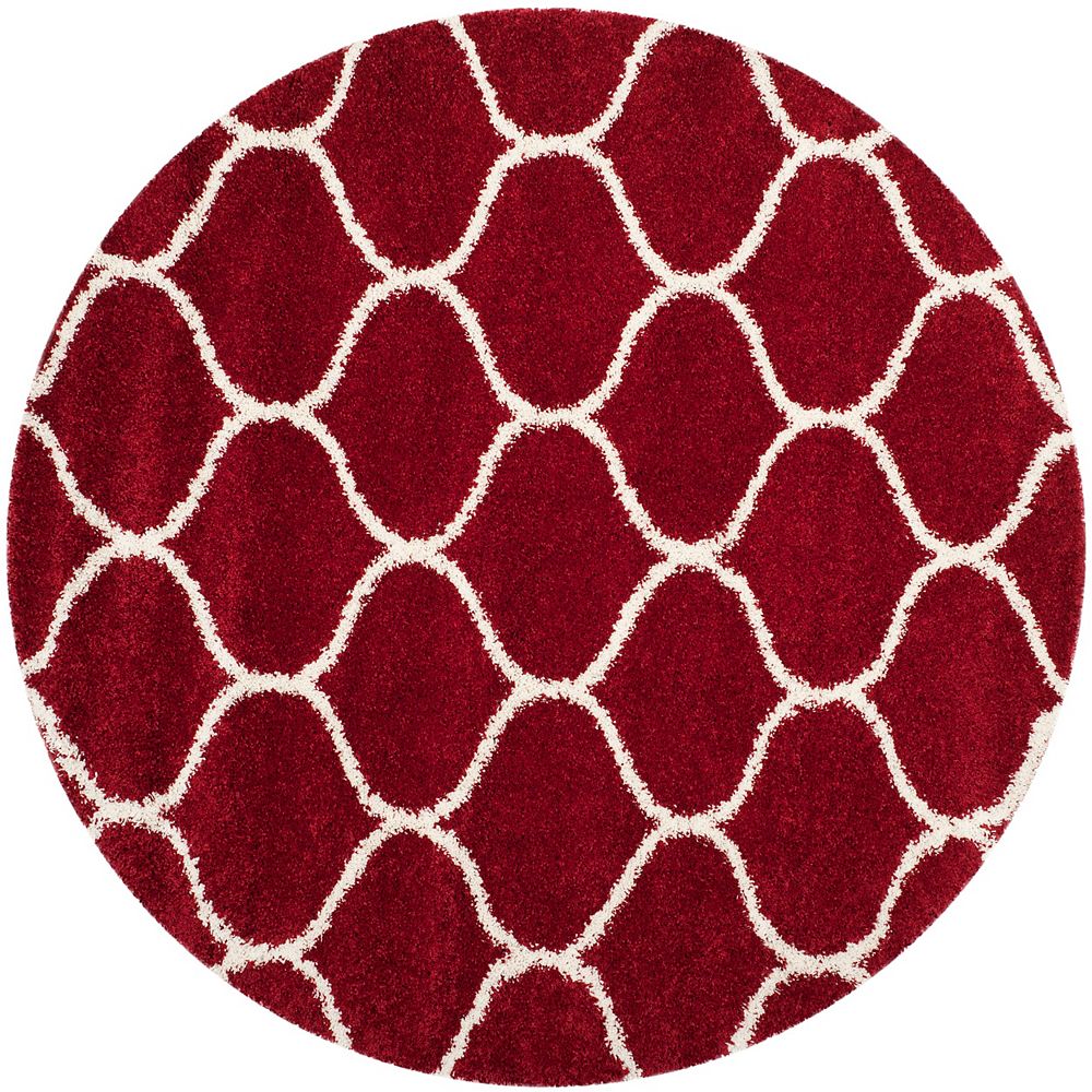 Safavieh Hudson Shag Juan Red / Ivory 7 ft. X 7 ft. Round Area Rug ...