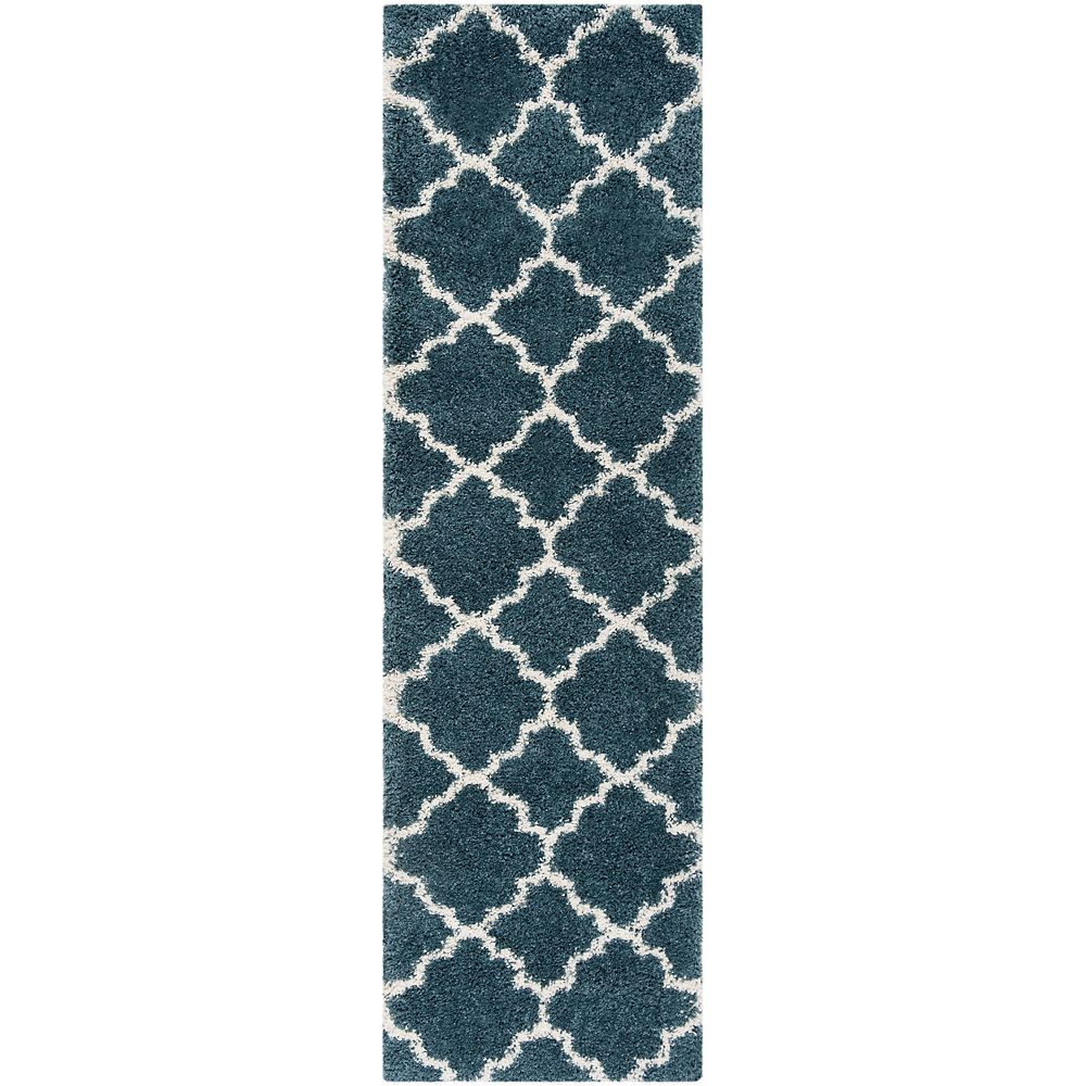 Safavieh Hudson Shag Eliot Slate Blue / Ivory 2 ft. 3inch X 8 ft. Runner The Home Depot Canada