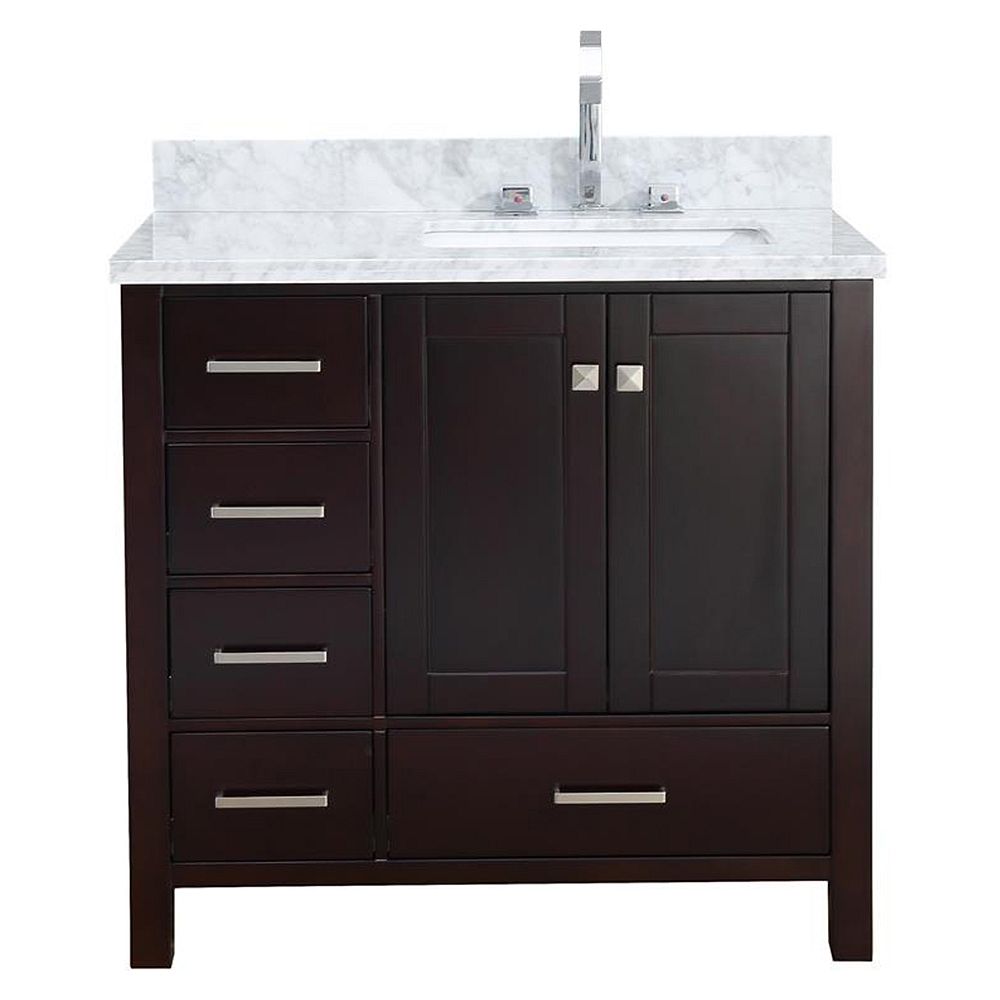 ARIEL Cambridge 37 inch Right Offset Single Rectangle Sink Vanity In