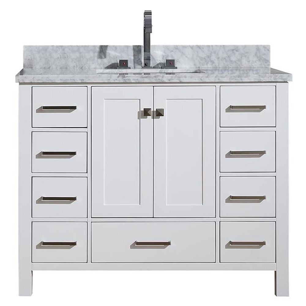 Ariel Cambridge 43 Inch Single Rectangle Sink Vanity In White The Home Depot Canada
