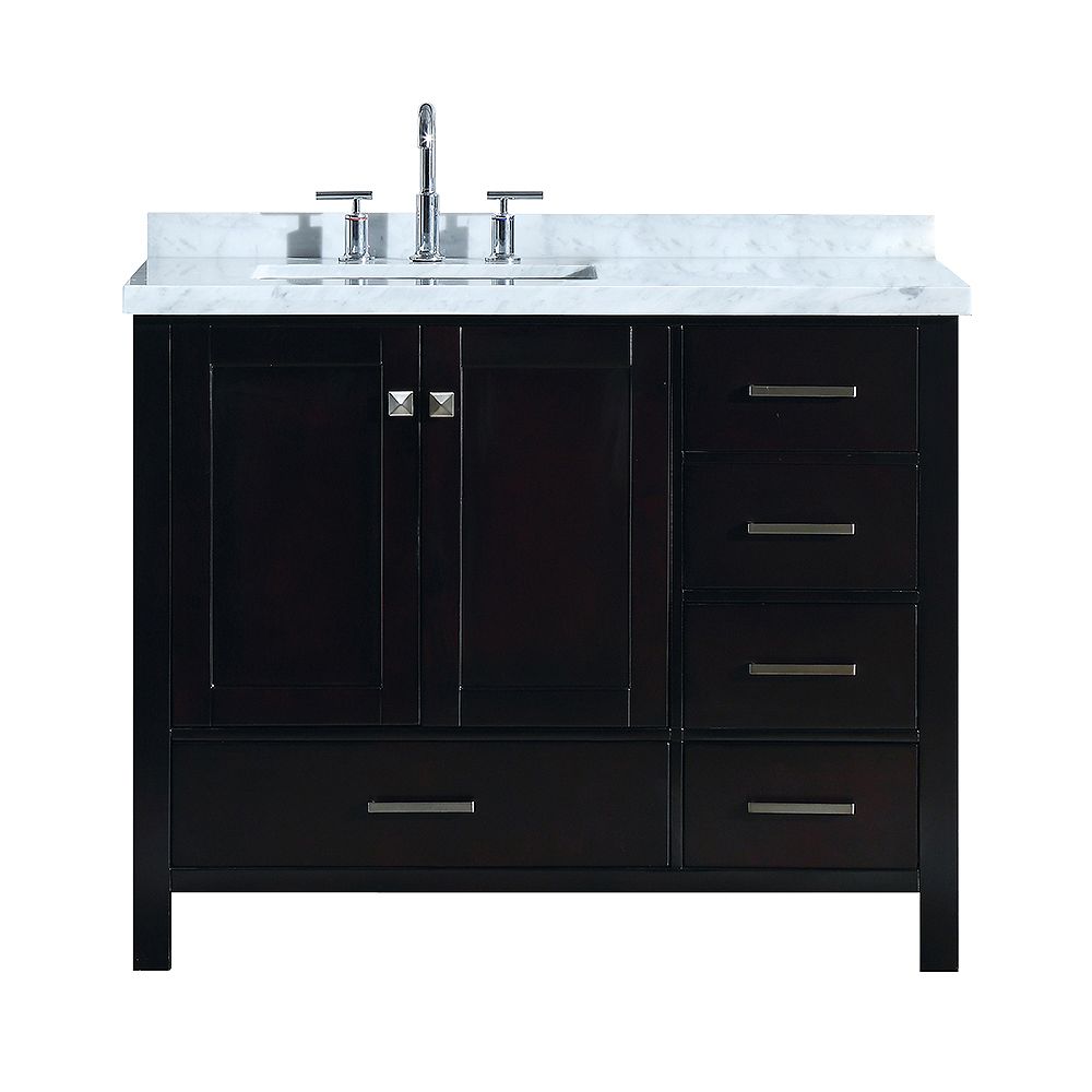 Ariel Cambridge 43 Inch Left Offset Single Rectangle Sink Vanity In Espresso The Home Depot Canada