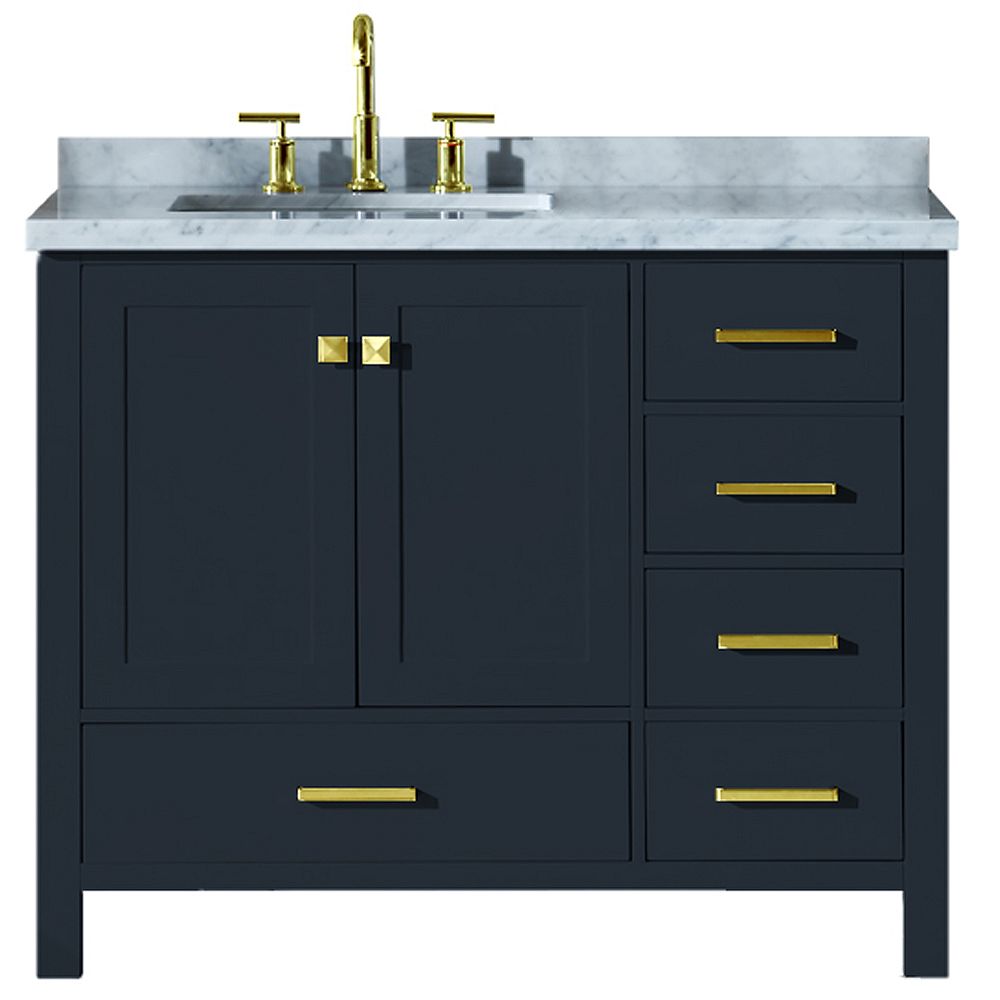 ARIEL Cambridge 43 inch Left Offset Single Rectangle Sink Vanity In ...