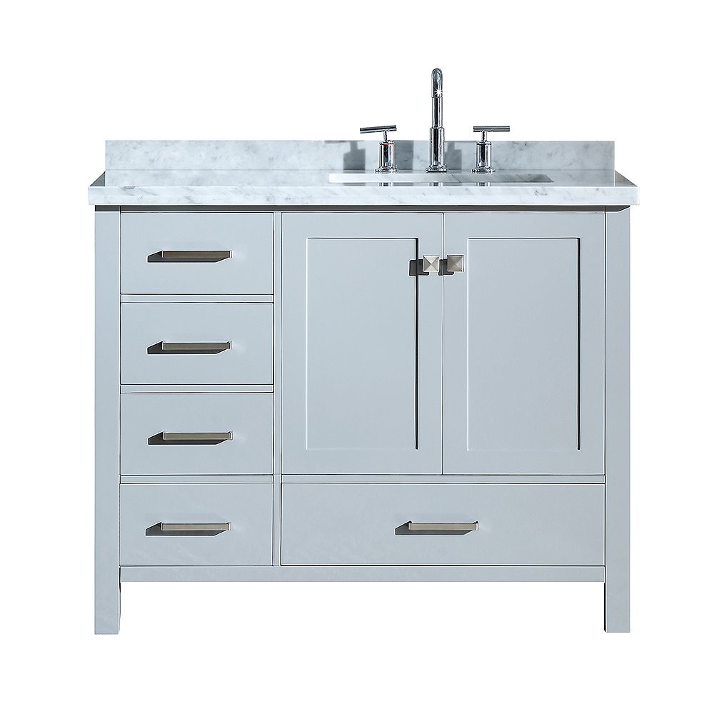 Ariel Cambridge 43 Inch Right Offset Single Rectangle Sink Vanity In Grey The Home Depot Canada