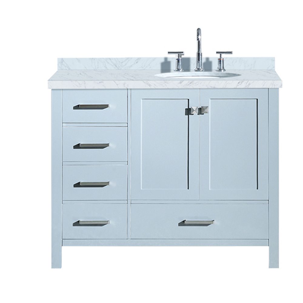 Ariel Cambridge 43 Inch Right Offset Single Oval Sink Vanity In Grey The Home Depot Canada