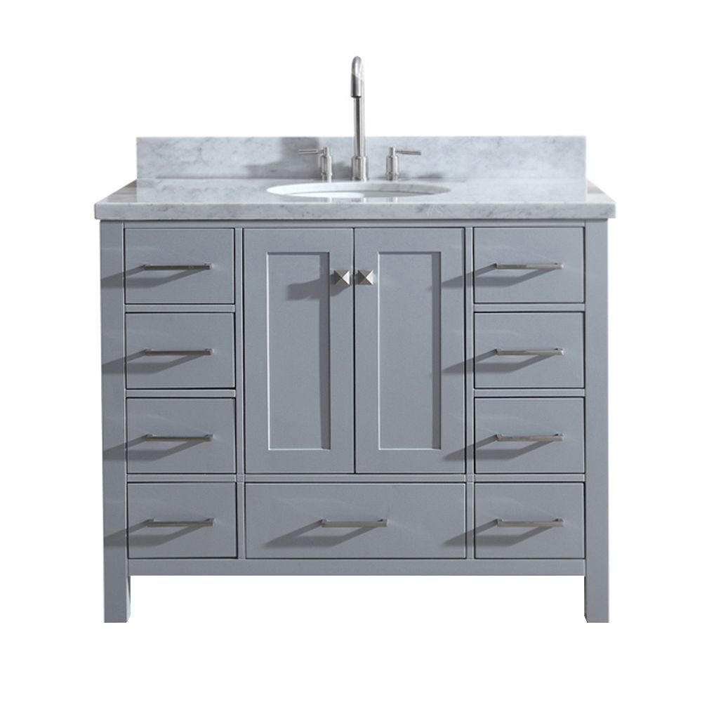 Ariel Cambridge 43 Inch Single Oval Sink Vanity In Grey The Home Depot Canada