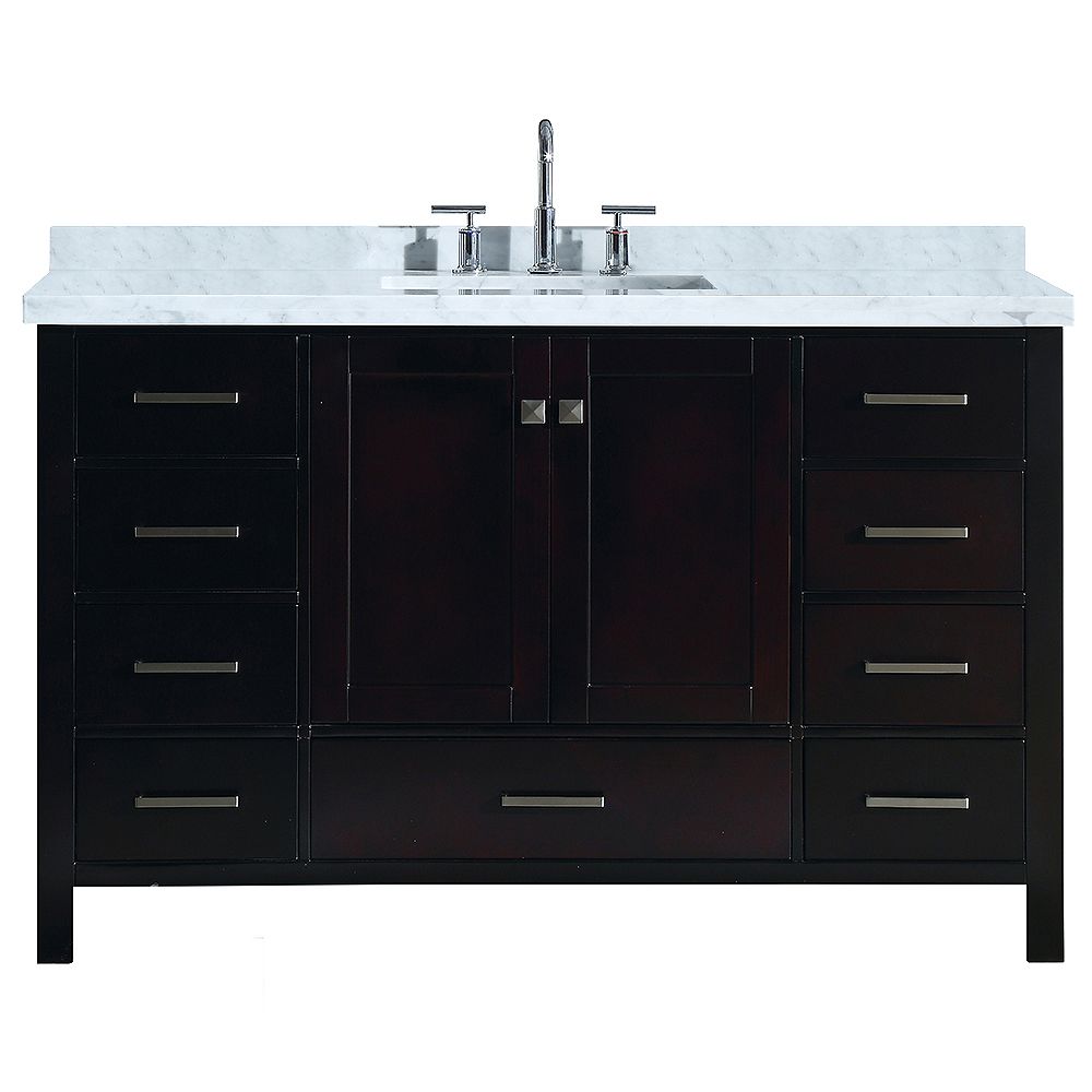 Ariel Cambridge 55 Inch Single Rectangle Sink Vanity In Espresso The Home Depot Canada