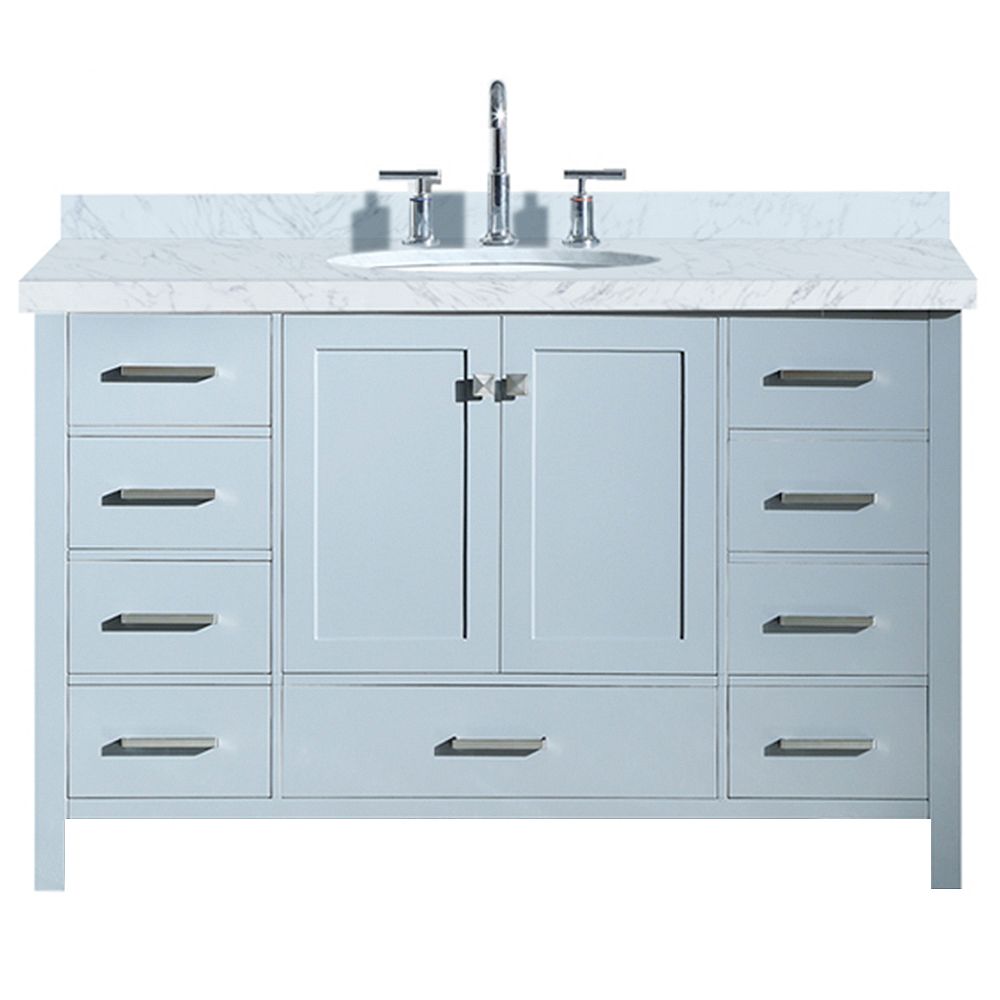 Ariel Cambridge 55 Inch Single Oval Sink Vanity In Grey The Home Depot Canada