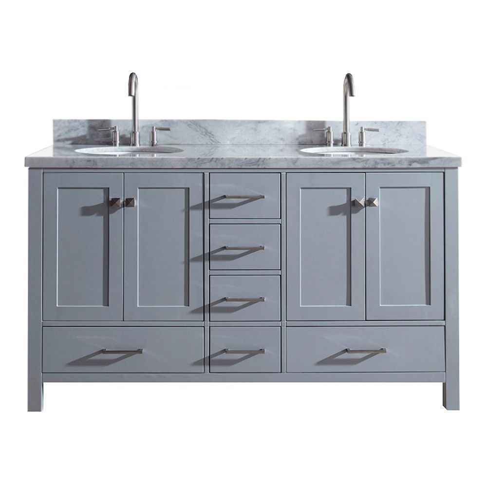 ARIEL Cambridge 61 inch Double Oval Sink Vanity In Grey The Home