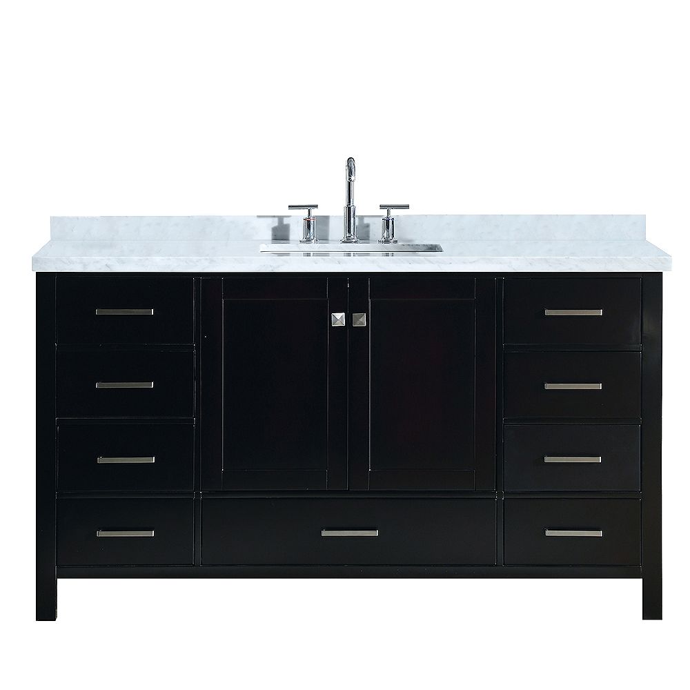 ARIEL Cambridge 61 inch Single Rectangle Sink Vanity In Espresso The