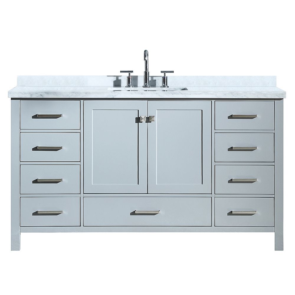 ARIEL Cambridge 61 inch Single Rectangle Sink Vanity In Grey