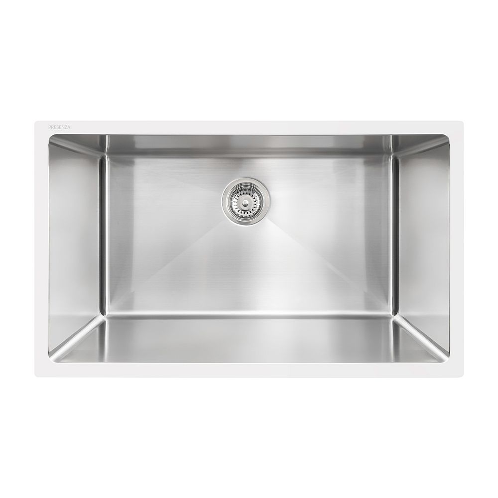 Presenza Under Mount Large Stainless Steel Single Bowl Sink with Micro Radius Corners The