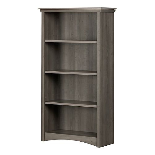 Gascony 4-Shelf Bookcase, Gray Maple