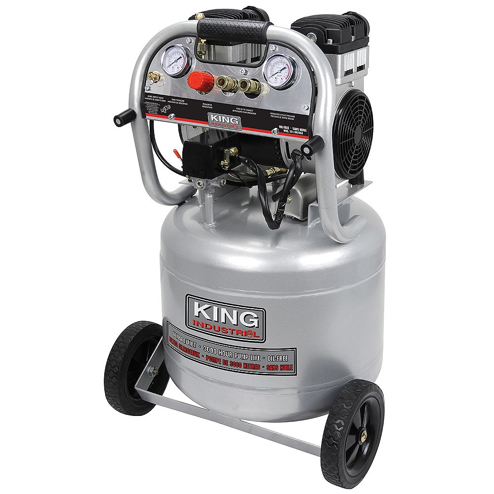 King Industrial 10 Gallon Ultra Quiet Oil Free Air Compressor The Home Depot Canada