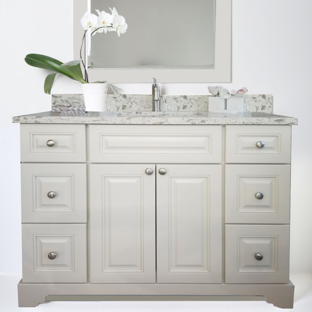 LUKX Bold Damian 48 Inch Antique White Vanity With Quartz Top In Milky   P 1001361842 