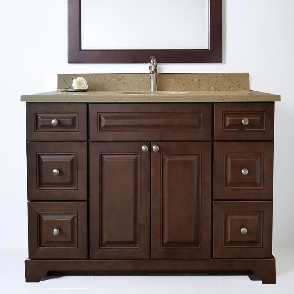 LUKX Bold Damian 42 inch Vanity Cabinet in Royalwood | The Home Depot ...