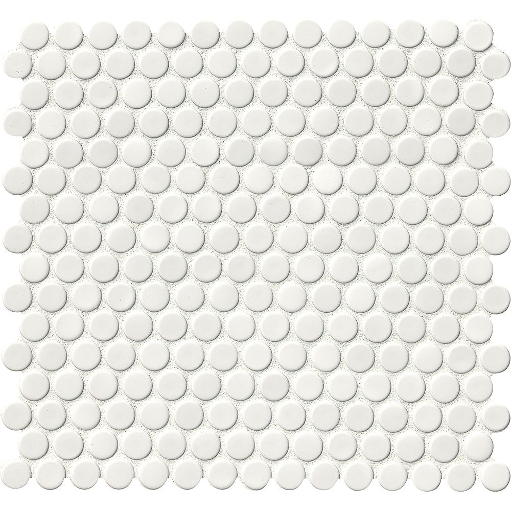 MSI Stone ULC White Glossy Penny Round 11.57-inch x 12.4-inch x 6 mm
