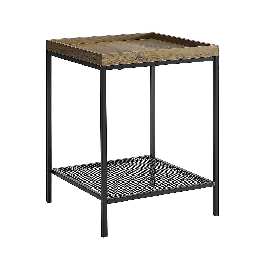 Walker Edison Industrial Farmhouse Square Side Table Reclaimed
