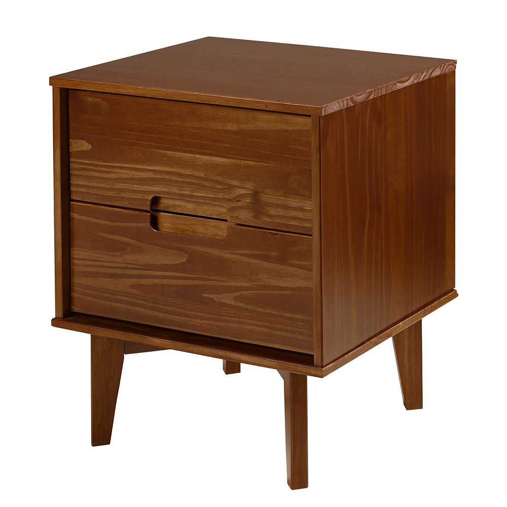 Welwick Designs Mid Century Modern 2 Drawer Wood Nightstand - Walnut