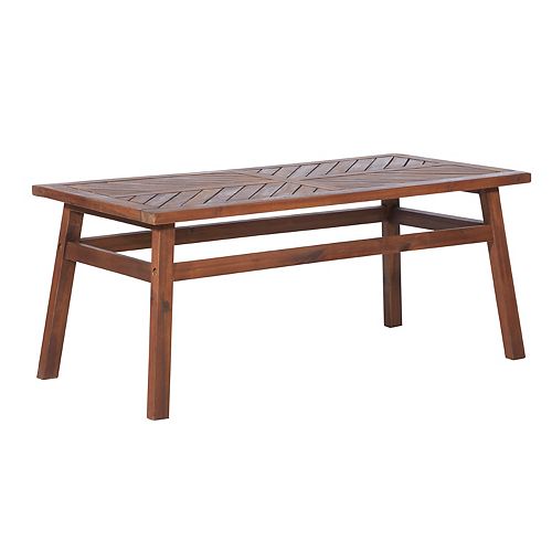 Dark Brown Acacia Wood Outdoor Patio Coffee Table