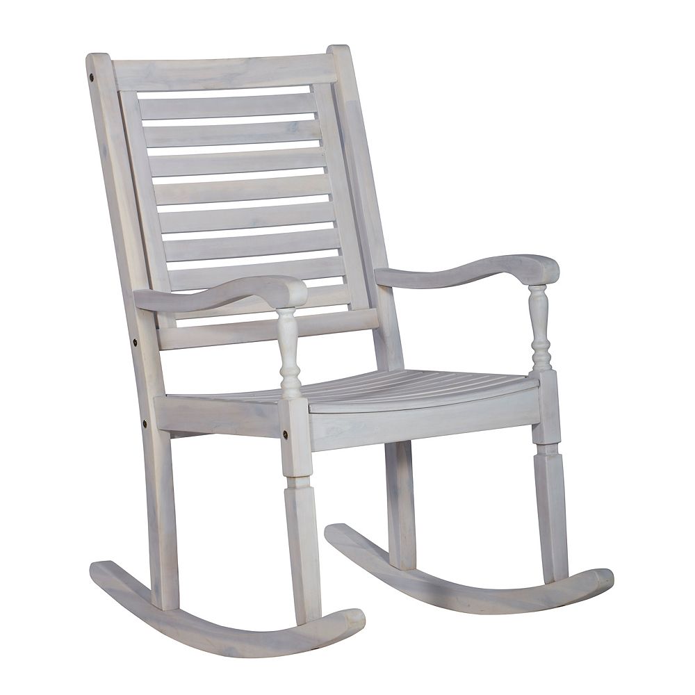 Walker Edison Wood Outdoor Patio Rocking Chair White Wash The Home