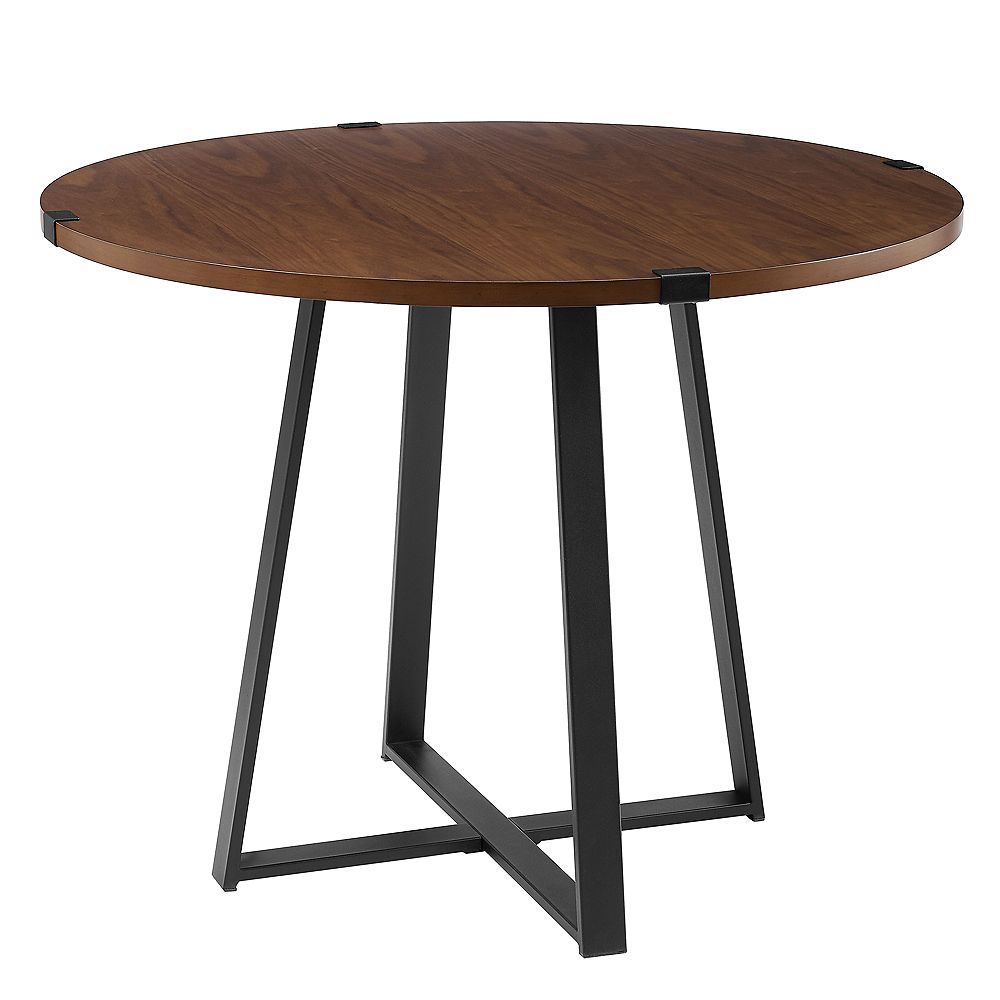 Welwick Designs 4 Person Round Industrial Modern Dining Table Dark Walnut Black The Home Depot Canada Welwick Designs 4 Person Round Industrial Modern Dining Table Dark Walnut Black The Home Depot Canada