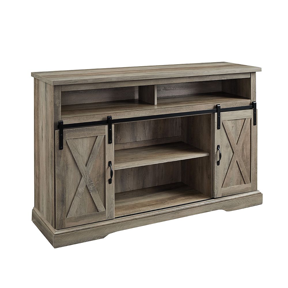 Welwick Designs Modern Farmhouse Tv Stand For Tv S Up To 56 Inch Grey Wash The Home Depot Canada