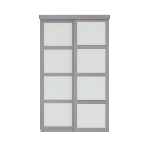 Colonial Elegance 48-inch x 80.5-inch Interior Sliding Closet Door with Frost Vision Plus Steel Grey Finish