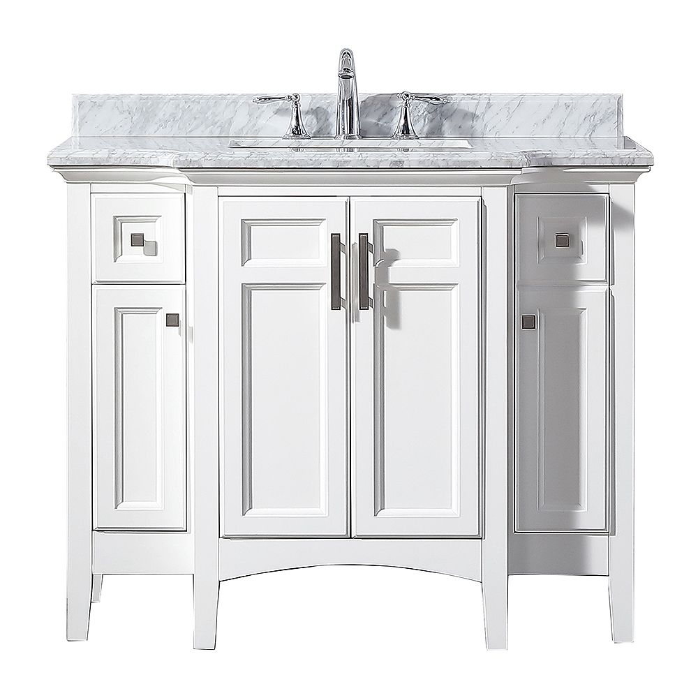 Home Decorators Collection Sassy 42 Inch W X 22 Inch D Vanity In White With Marble Vanity The Home Depot Canada