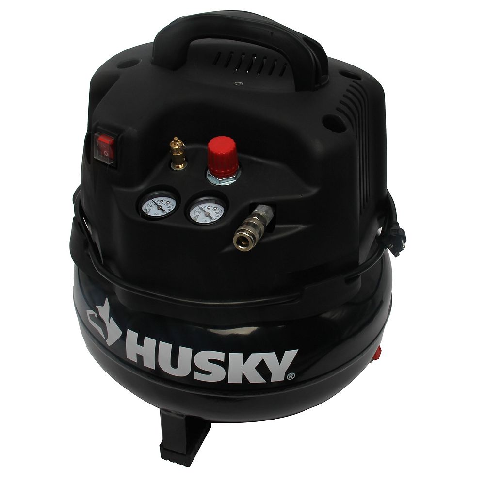 Husky 6 Gal Air Compressor With Nail Gun The Home Depot Canada